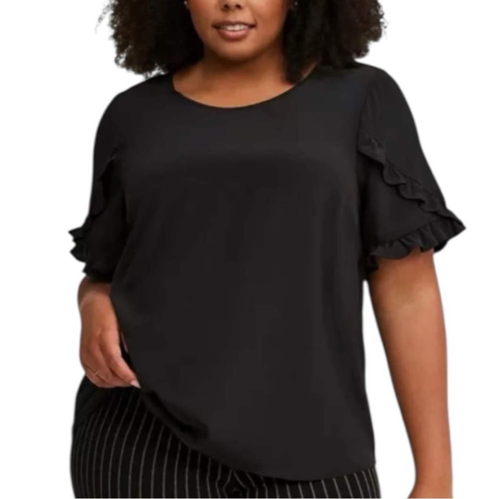 Torrid Georgette Ruffle Sleeve Scoop Neck Blouse Size 1